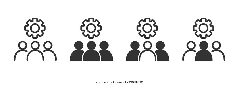 Communication icons in four different versions in a flat design
