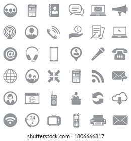 Communication Icons. Gray Flat Design. Vector Illustration.