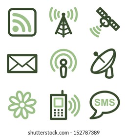 Communication icons, green line contour series