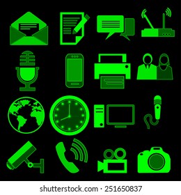 communication icons green set