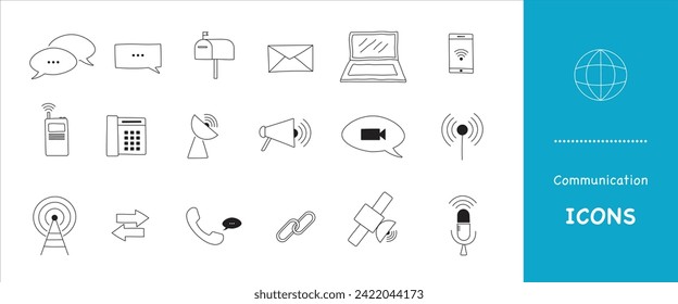 Communication Icons - Hand drawn technology and communication Icons