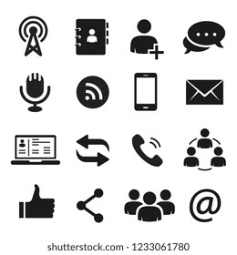 Communication icons for internet chat and social media. Sign of exchanging information by speaking or writing. Vector line art illustration isolated on white background