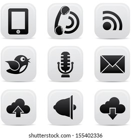 Communication icons on buttons,Black version,vector