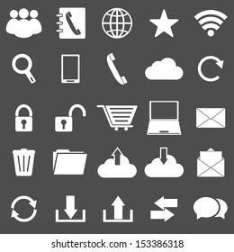 Communication icons on gray background, stock vector