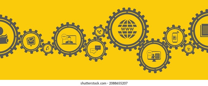 communication icons on white background