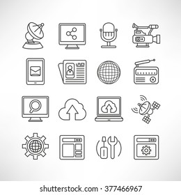 communication icons, outline theme