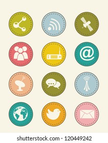 communication icons over beige background. vector illustration