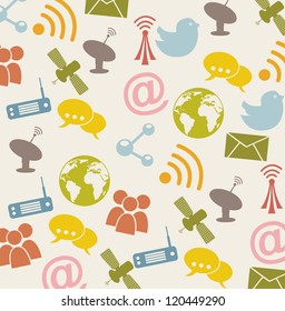 communication icons over beige background. vector illustration