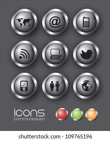 Communication icons over black background vector illustration