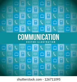 communication icons over blue background. vector illustration