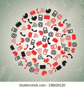 Communication icons over blue background vector illustration