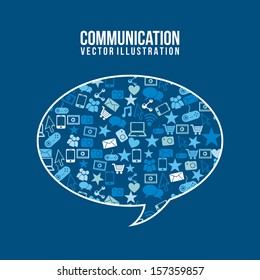 communication icons over blue  background vector illustration  