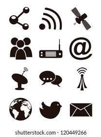 communication icons over white background. vector illustration