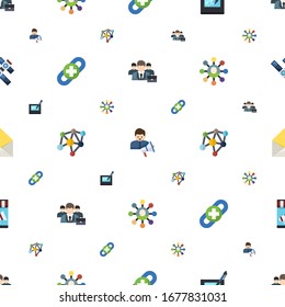 los iconos de la comunicación se muestran sin problemas. Incluye gente de negocios plana editable, especialista en medios sociales, firma electrónica, iconos de construcción de enlaces. iconos de comunicación para web y móvil.