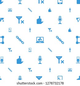communication icons pattern seamless white background. Included editable filled middle finger, laptop with heart, phone call, no al icons. communication icons for web and mobile.