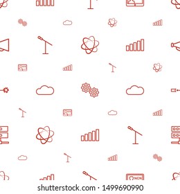 communication icons pattern seamless white background. Included editable outline network connection, gear, badge, microphone, cloud icons. communication icons for web and mobile.