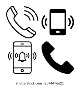 Communication Icons: Phone Calls and Notifications
