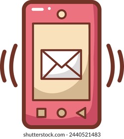 Kommunikationssymbole. Symbole für Telefon-Fax und E-Mail. In: Newsletter Clip Design. Chatfenster-Vektorbild. Pink und Creme als Symbol für soziale Medien. Visitenkarten-Vektorelemente. Einfaches Symbol der Nachrichteninformationen.