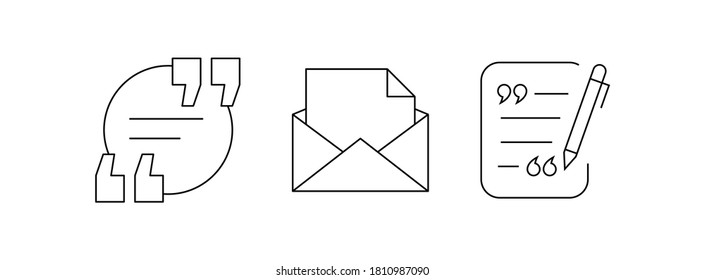 Communication Icons - quote with mail. vector icons set