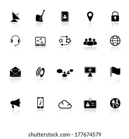 Communication icons with reflect on white background, stock vector