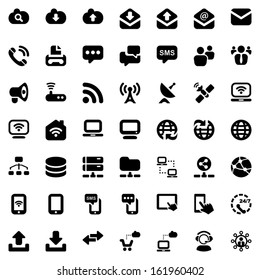 Communication icons set in black