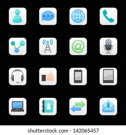 Communication Icons set black with black background