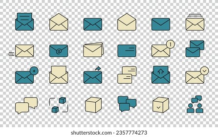 Communication Icons Set - Black Thin Line Vector Illustrations Isolated On Transparent Background