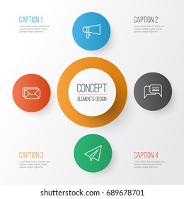 Communication Icons Set. Collection Of Chatting, Bullhorn, Startup And Other Elements. Also Includes Symbols Such As Instant, Mailbox, Postbox.