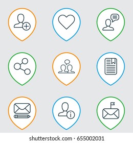 Communication Icons Set. Collection Of Edit Mail, Note Page, Publication And Other Elements. Also Includes Symbols Such As Post, Publish, Person.