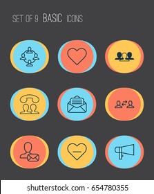 Communication Icons Set. Collection Of Group, Follow, Speaking People And Other Elements. Also Includes Symbols Such As Bullhorn, Unity, People.