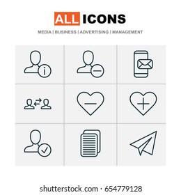 Communication Icons Set. Collection Of Internet Site, Startup, Add To Favorites And Other Elements. Also Includes Symbols Such As Paper, Follow, Interaction.