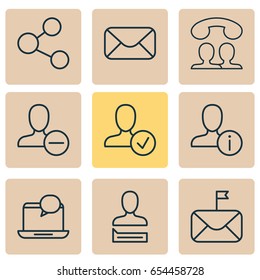Communication Icons Set. Collection Of Mail Notification, Remove User, Publication And Other Elements. Also Includes Symbols Such As Speaking, Remove, Post.
