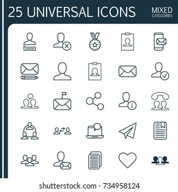 Communication Icons Set. Collection Of Publication, Ban, Internet Site And Other Elements. Also Includes Symbols Such As Envelope, Messaging, Plane.