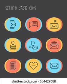 Communication Icons Set. Collection Of Read Message, Unfollow Icon, Internet Site And Other Elements. Also Includes Symbols Such As Page, Open, Mail.