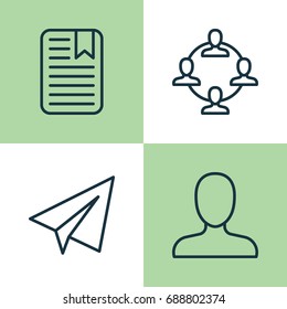 Communication Icons Set. Collection Of Startup, Note Page, Team Organisation And Other Elements. Also Includes Symbols Such As Page, Plane, Communication.