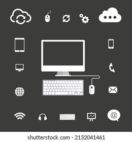conjunto de iconos de comunicación. Colección de iconos de línea delgada de comunicación. Vector eps 10