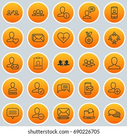 Communication Icons Set. Collection Of Unity, Favorite Person, Mailbox And Other Elements. Also Includes Symbols Such As Profile, Info, Approve.