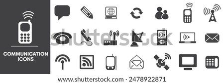 Communication Icons Set, Containing All Communication Icons Outlines, Vector Illustration Collection Editable eps10