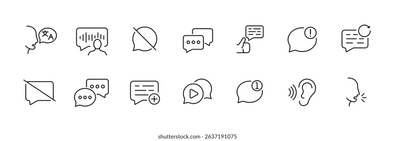 Communication icons set for digital interfaces and messaging apps