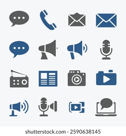 Communication Icons Set. Editable vector icon. Perfect for web and app interfaces, presentations, info graphics, etc. 
