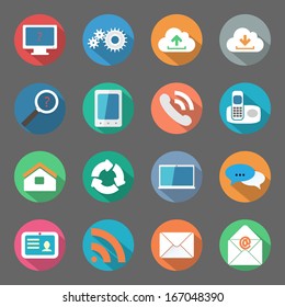 Communication icons set flat design