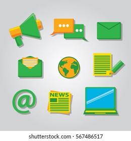 communication icons set. Flat design.