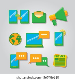 communication icons set. Flat design.