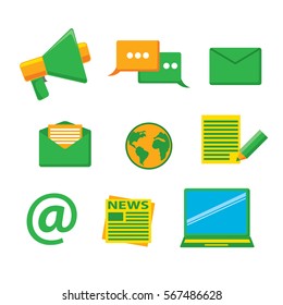 communication icons set. Flat design.
