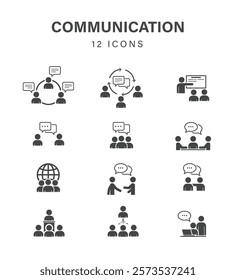 Communication Icons Set Flat Illustration