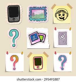 Communication icons set. Hand drawn and isolated. Stickers