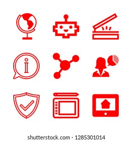 communication icons set with info, tablet and worldwide vector set