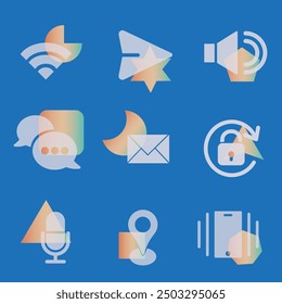 Iconos de comunicación. Conjunto de iconos de interfaz. Iconos utilizados en la vida cotidiana. EPS 10.