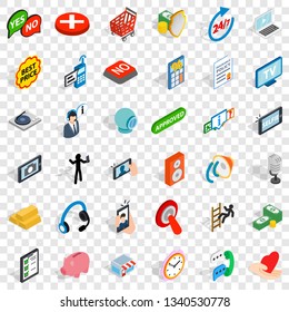 Communication icons set. Isometric style of 36 communication vector icons for web for any design