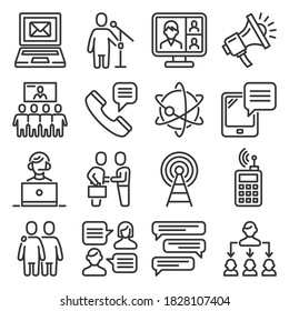 Iconos de comunicación sobre fondo blanco. Vector